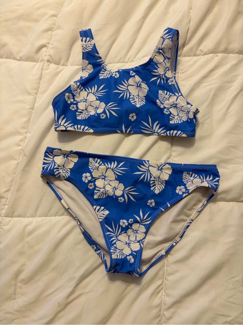 Full Tilt Blue Floral Girls Two-Piece Swim Set